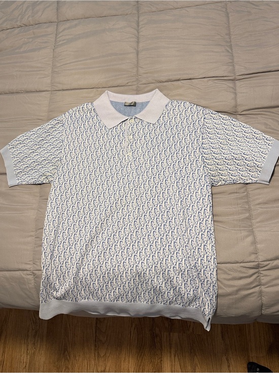 Dior Other - Dior White and Light Blue Monogram Polo